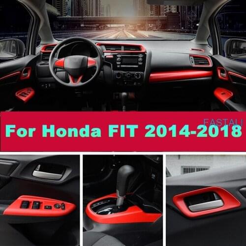 Car interior decorative frame steering wheel stickers air outlet center console gear box frame part For Honda FIT JAZZ 2014-2018