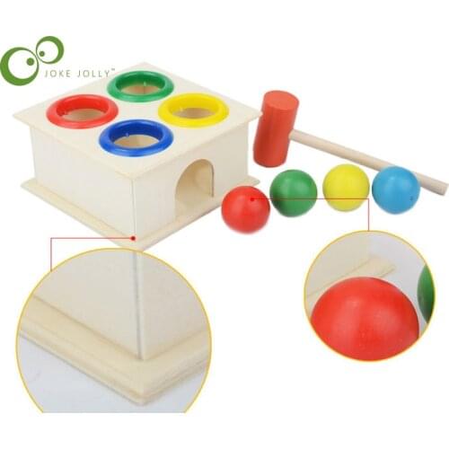 Children Wooden Hammering Ball Hammer Box Funny Playing Hamster Game Early Learning Knock Educational Toy Gift for Boy Girl DDJ