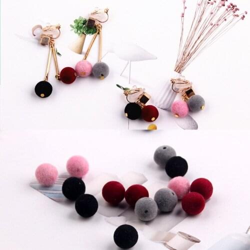 Flocking Plush Ball Beads Wool Eardrop Diy Handmade Material for Bracelet Earring Making Jewelry Components 10pcs