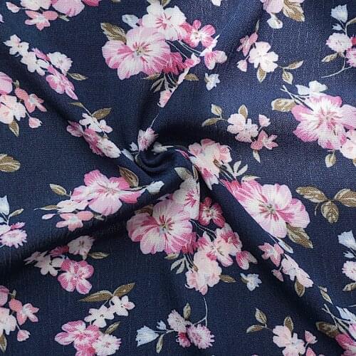 New Japanese and Korean Floral Fabric 3024 crepe peach blossom Printed Dress home wear cotton silk fabric spring