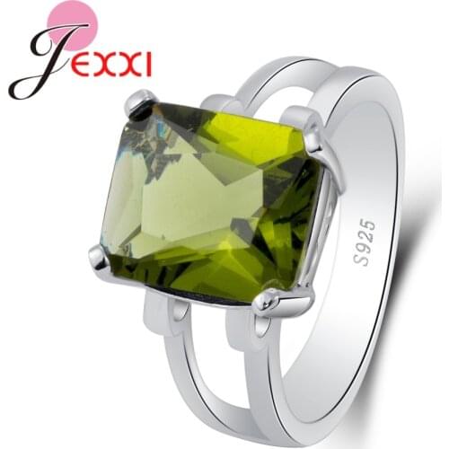 Big Square Shape Blue Cubic Zirconia Prong Setting Rings 925 Sterling Silver Big Promotions Gorgeous Women Wedding Jewelry