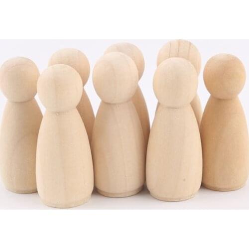 Peg Dolls Unfinished Natural Wood Family Doll Toys 50pcs 43mm Women Dolls Home Decor Family-interaction DIY Handmade