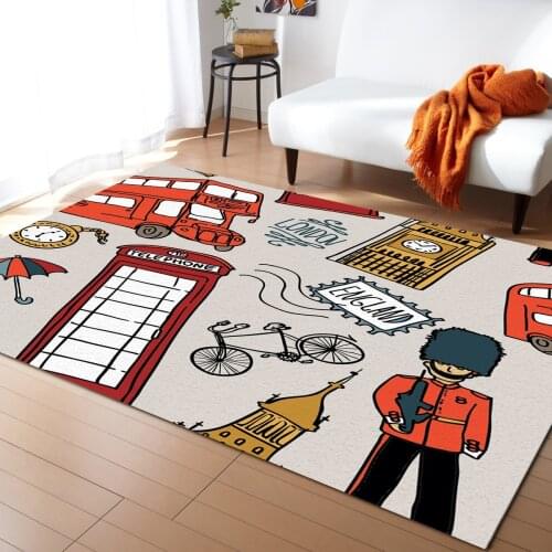 England London Cartoon Style Carpets for Bed Room Modern Home Floor Large Rug Home Entrance Doormat