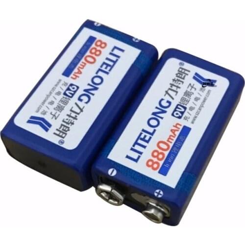 2psc 9v SUPER BIG 880mAh li-ion lithium Rechargeable 9 Volt Battery Manufacturers warranty FREE SHIPPING