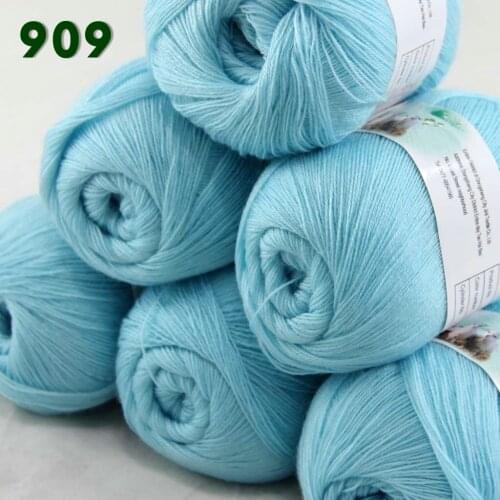 Lot of 6 Skeins Fine Lace Soft Wool Acrylic Cashmere Yarn Knittin Bramble Berry Baby Blue 238-909-6
