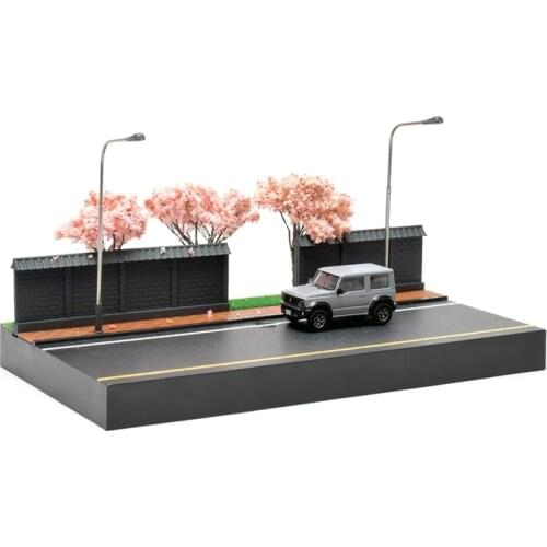 1:64 Japanese style Sakura Night model car Scene Decoration model car road garage parking area