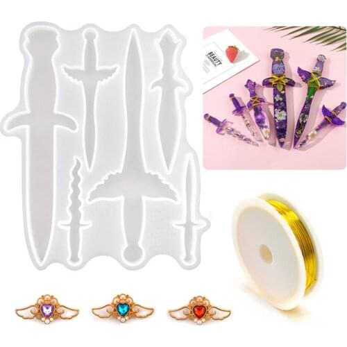 1 Set Small Sword Dagger Silicone Mold Pendant Jewelry Resin Mold For DIY Crystal Epoxy Resin Jewelry Making Mould Tools