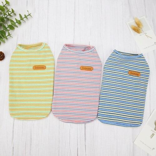2021 New Summer Striped Dog Clothes Puppy Pet Cotton Vest T-Shirts Cute Girl Dogs Clothing For Small Chihuahua Dogs Supplies