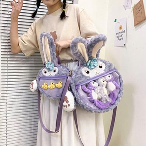 2021 new super cute Little bear Bunny cartoon female shoulder messenger plush ita bag casual cute travel western style pain bag