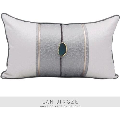 LAN JINGZE New Chinese Classical Jacquard Cushion Covers Natural Gems Pillowcase For Sofa Waist Pillows 30cmx50cm