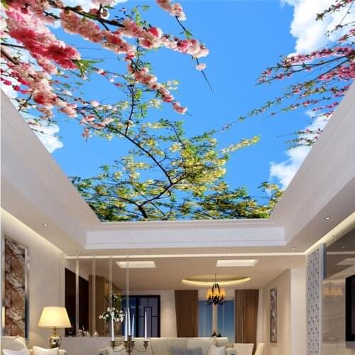 Beibehang Custom Wallpaper Home Decorative Mural Blue Sky White Cloud Living Room Bedroom Ceiling Zenith Mural 3d wallpaper