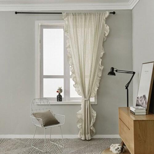 Curtains Solid White Ruffle Cotton Curtains for Living Room Window Curtains for Bedroom Curtains Made Finished Fabric Drapes