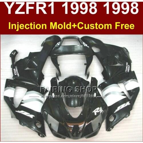Flat black motorcycle fairings kit for YAMAHA 1998 1999 YZFR1 YZF R1 YZF1000 98 99 fairing parts W36U