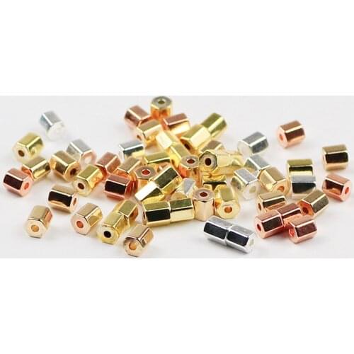 BTFBES Hexagon Beads geometric Hematite Natural Stone 3mm Rose Gold Charm Spacer Loose bead for jewelry Bracelet Making Diy 120