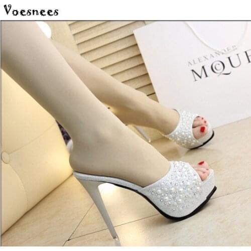 Fish Mouth Slippers Women Shoes Sexy Patent Leather High Heel 13CM Sandals Shoes Women 2018 Wedding Shoes Car Show Female Sandal