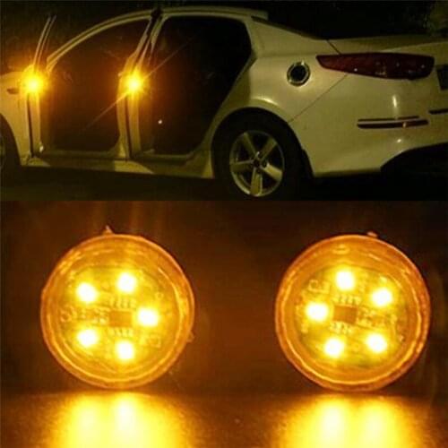 2pcs 5 LED Car Door LED Opening Warning Lamp safely Flash Light Kit Wireless Strobe Anti-collid signal light Red Yellow