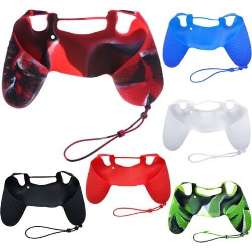 Silicone Case Cover Skin With Wrist Strap Rubber Non-slip Grip Cover Case for PlayStation Dualshock 4 PS4 Pro Slim Controller