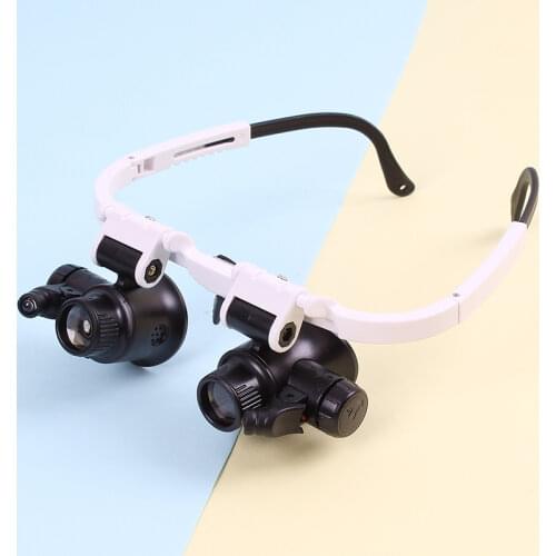 LED Light Replaceable 4 Lens Magnifying Glass 7X 10X 15X 25X HD Wearing Magnifier for Small Job Clock Repairing Machining Loupe