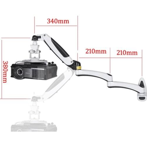 DL-PR03W-L universal projector wall mounte gas spring Full Motion 0-6.5kg long 3 arm holder with hook tray and 1/4inch screw