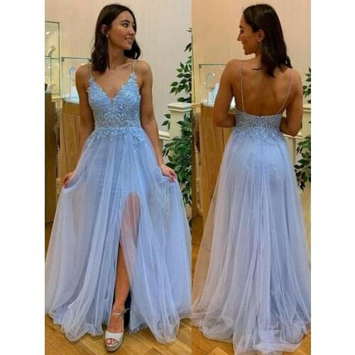 VKBRIDAL Halter Long Lace V-Neck Prom Dresses Maxi Mermaid Tulle Sexy Back Formal Evening Homecoming Party Gowns