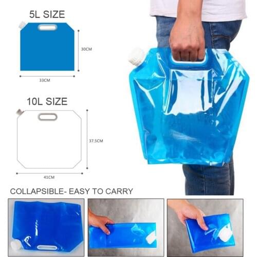 High Capacity Outdoor Water Bag 5/10L Folding Water Bag Canister PE Tasteless Safety Seal Lightweight Drinking Water Storage Bag