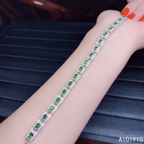 KJJEAXCMY boutique jewelry 925 sterling silver inlaid Natural Diopside gemstone ladies bracelet support detection exquisite