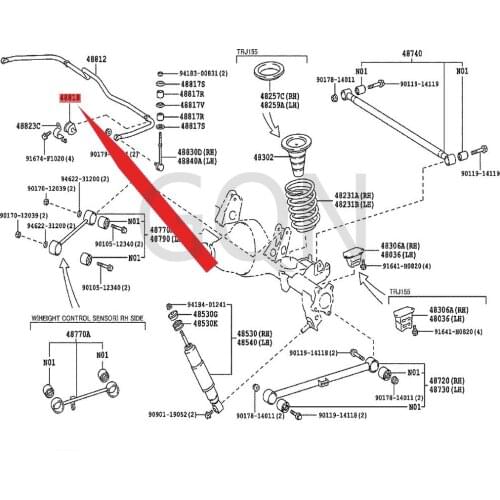 Rear stabilizer bar bush 2009-Toy ota LAN DCR UIS ERP RAD OLA NDC RUI SER Rear stabilizer bar rubber sleeve Rubber sleeve