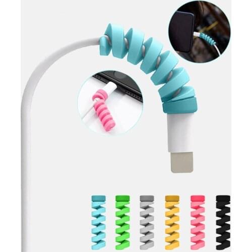 4pcs/set Silica Gel USB Charger Saver Cover Soft Prevents Breakage Spiral Cable Cord Saver Cover Apple iPhone X 11 12 Protector