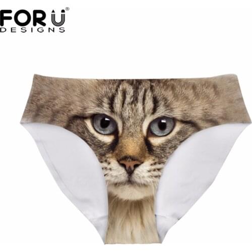 FORUDESIGNS 3D Animal Cat Owl Pussy Dog Printing Panties for Women Cute Seamless Briefs Traceless Underwear Female Sexy Panties