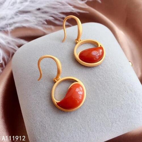 KJJEAXCMY fine jewelry natural Agate 925 sterling silver women earrings support test trendy