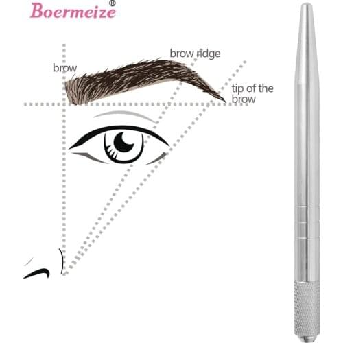 1PCS Silver Manual Tattoo Pen Permanent Makeup Machine Microblading Pen For Lip Tattoo And Eyebrow Tattoo Tebori Pen