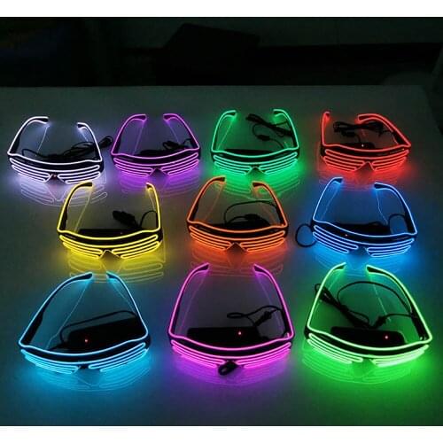 100pc/Lot Top Quality el glasses El Wire Fashion Neon LED Light Up Shutter Shaped Glasses Rave Costume Party