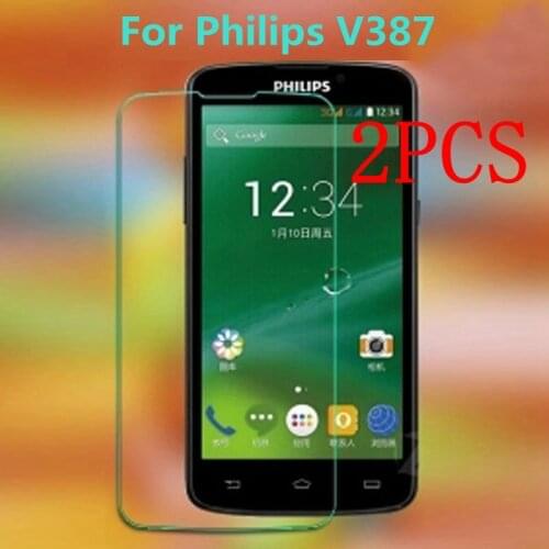 2PCS Original Tempered Glass For Philips Xenium V387 Screen Protector Toughened protective film For Philips V387 Glass