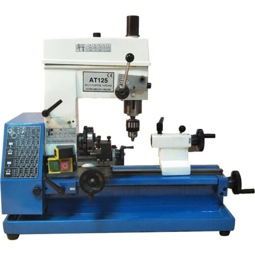 AT-125Versatile Small Metal Lathe Machine,Machining Inch thread pitch 16-48 1/n Household Drilling milling machine 560-2500r/min