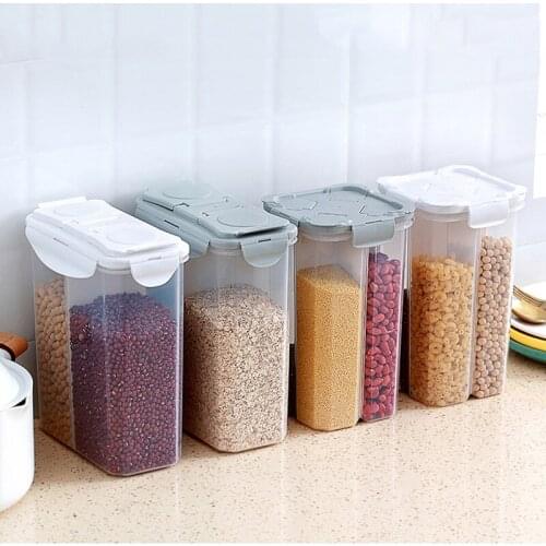 Four-divided Grains Cans Kitchen Organizer Supplies Sealed Tank Plastic Storage Box Creative Rice Bucket Rangement Plastic Jar