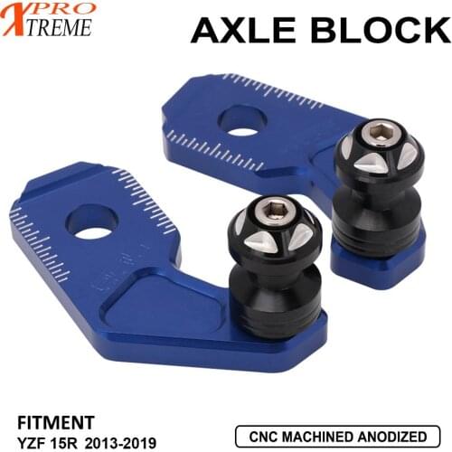 CNC Billet Scaled Blue Chain Adjuster Axle Block For YAMAHA YZF YZ-F 15R 15 R 2013 2014 2015 2016 2017 2018 2019