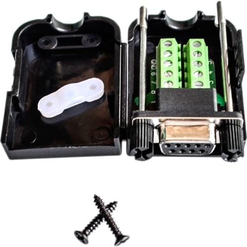 DB9 serial COM transfer-free solder terminals RS232 female connector with back side screw DIY