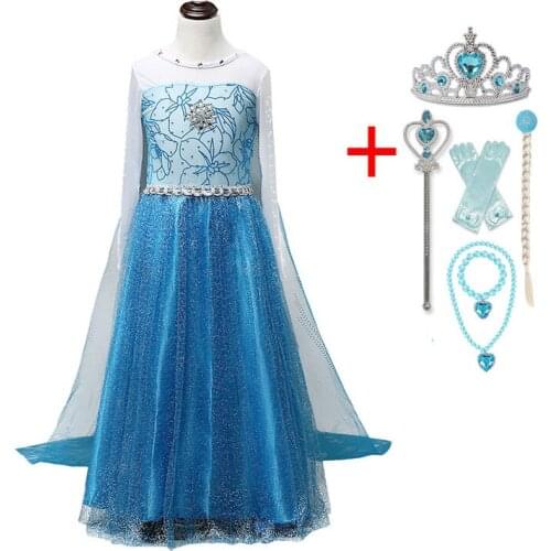 Princess Girls Cosplay Costumes Snow Queen Elsa Dress For Kids Halloween Party Dress Disfraz Carnaval Vestidor Robe Infantil