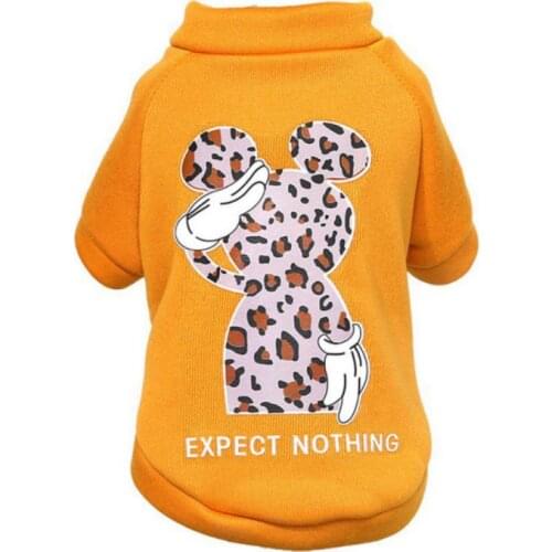 Dogs T-shirt Pets Bright Yellow Sweatshirt Dog Winter Costumes Plus Velvet Puppy Flexible Cloth Sweat Clothing