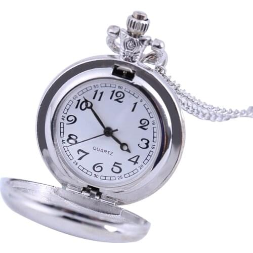 Pocket Watch Stainless Steel Featured Couple Pocket Watch Silver Groove Versatile Clothing Chain Pocket Watch reloj mujer 2020