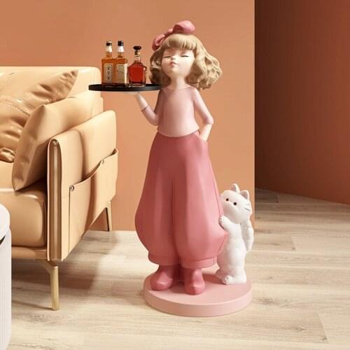 Creative Girls sculpture tea table large floor Ornaments Home Decor Nordic TV Cabinets move to new homes gifts Storage figures