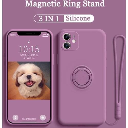 Liquid Silicone Magnetic Ring Holder Case for IPhone 11 12 Pro Max 12 Mini XR XS 6 7 8 Plus SE 2020 Case Car Stand Finger Cover