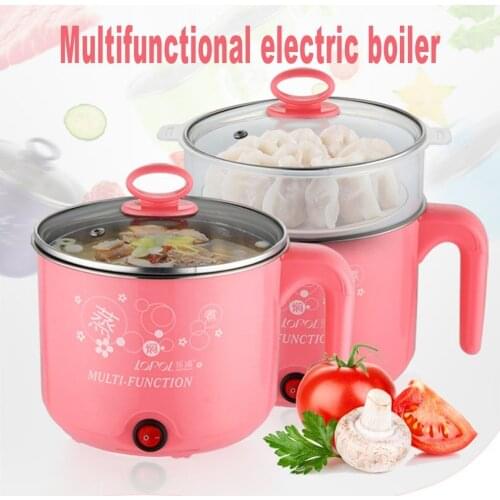 Cute 1.8L 450W Multifunction Electric Cooker Stainless Steel Steamer Hot Pot Noodles Pots Rice Cooker Steamed Eggs Pan Soup Pots