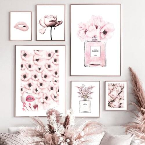 Fashion Abstract Bloom Flower Girl Perfume Nordic Poster Modern Wall Art Print Canvas Painting Decor Pictures For Living Room