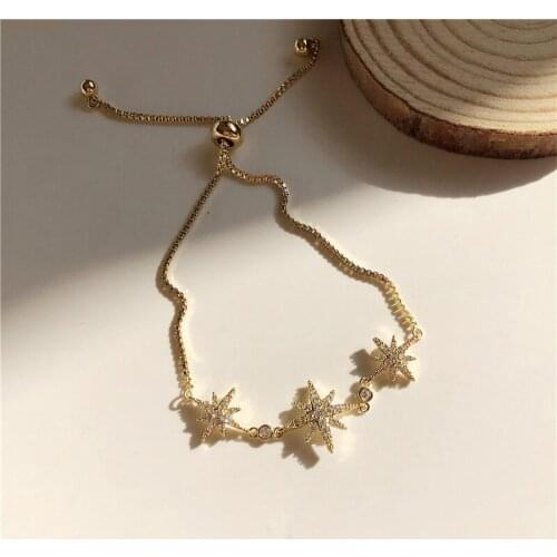 Trendy Zirconia Crystal Stars Slave Chain Bracelet for Women Rhinestone Waistbands Adjustable Chain Friendship Bracelets Jewelry