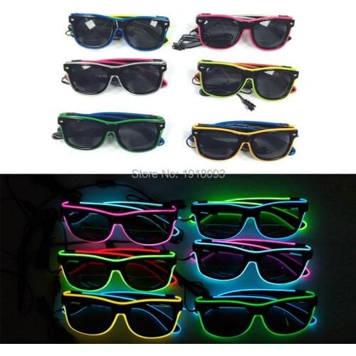 Neon light Glasses Fashionable EL Wire LED Sunglasses LED neon rope tube for party with Steady on Inverter