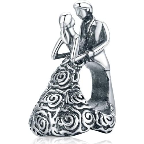 Fit Original Pan Charms Bracelet Rose Wedding Dress Bride Bridegroom Couple Beads DIY Jewelry for Women Mary Pulsera Accessories