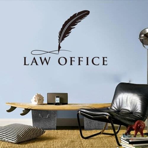 Law Office Feather Legislation Juridical Wall Sticker Law Office Sign Justic Quote Wall Decal Company Studio Vinyl Decor