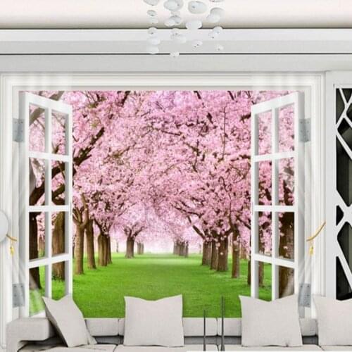 Drop Shipping Custom Photo Wallpaper Cherry Blossoms 3D TV Backdrop Conference Room Decoration Wallpaper High Quality Mural