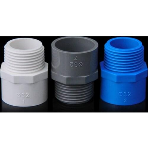 PVC male Thread Straight Connector Water Pipe Joint Aquarium Parts Garden Irrigation Adapter 50MM 63MM 75MM